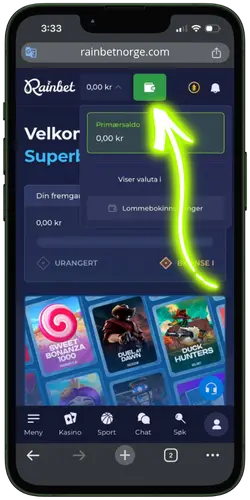 RainBet Casino Første innskudd og betalingsmetoder